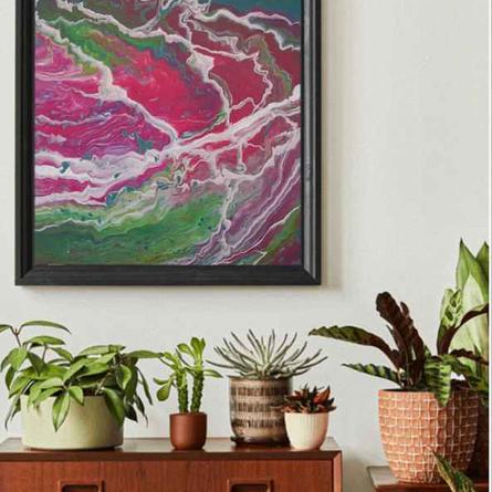 Pink, blau, grün