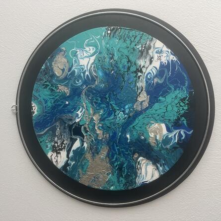 Acryl-Pouringbild rund 