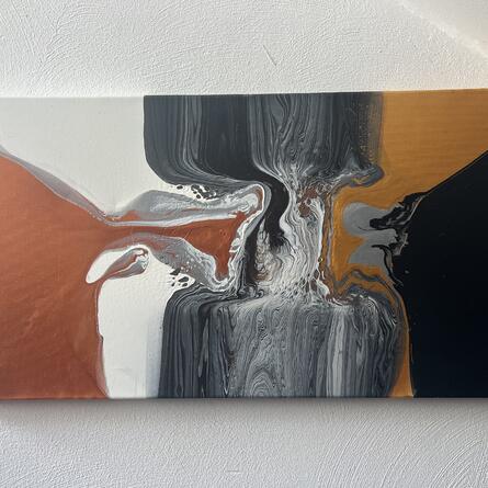 Acryl Pouring in Gold und Kupfer mit schwarz/weiß 