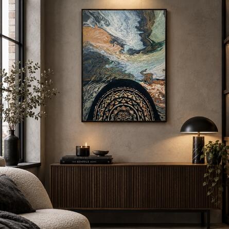 Blaues Bild mit Mandala 